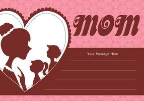 Vector de cartão de silhueta da mãe e das crianças