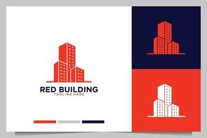 design de logotipo moderno de construção vermelha vetor