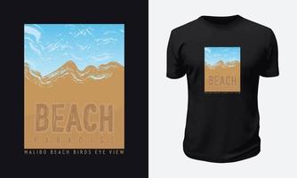 design de camiseta de verão e praia vetor