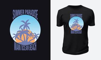 design de camiseta de verão e praia vetor