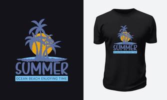 design de camiseta de verão e praia vetor