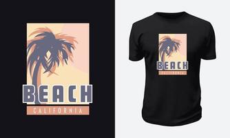 design de camiseta de verão e praia vetor