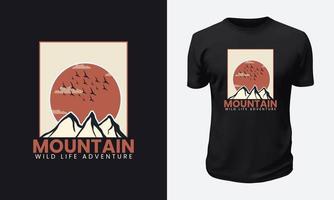 design de camiseta de montanha ao ar livre vetor