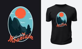 design de camiseta de montanha ao ar livre vetor