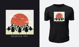 design de camiseta de montanha ao ar livre vetor