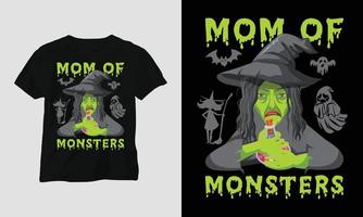 mãe de monstros - vetor de camiseta especial de halloween