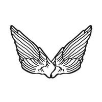 desenho par de asas vetor de anjo desenhado à mão