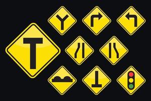 conjunto de ilustração vetorial de ícones de sinal de estrada em design plano vetor