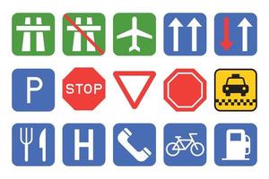 conjunto de ilustração vetorial de ícones de sinal de estrada em design plano vetor