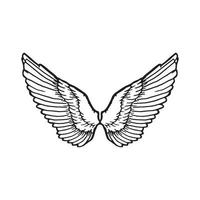 desenho par de asas vetor de anjo desenhado à mão