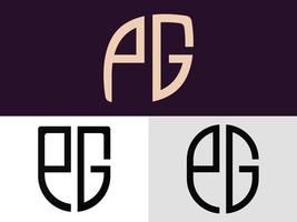 pacote de designs de logotipo de pg de letras iniciais criativas. vetor