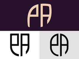 pacote de designs de logotipo de pa de letras iniciais criativas. vetor