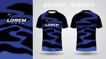 design de camisa esportiva de camisa azul preta vetor