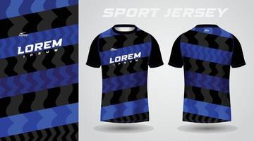 design de camisa esportiva de camisa azul preta vetor