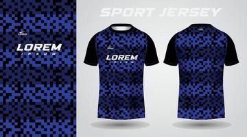 design de camisa esportiva de camisa azul preta vetor