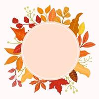 quadro de círculo de folhas de outono coloridas vetor