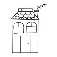 casa com telhas no telhado em estilo de rabiscos em fundo branco. imagem vetorial isolada para uso em web design ou clipart