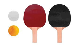 conjunto de raquetes de tênis de mesa e clipart de bolas. raquetes de tênis de mesa e ilustração vetorial de bolas isoladas no fundo branco. estilo de desenho animado de raquete de tênis de mesa simples vetor