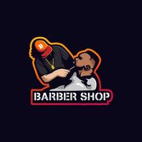 logotipo da mascote da barbearia vetor