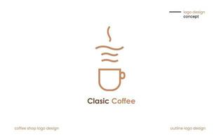 design de logotipo ou pode ser usado para ilustração em uma cafeteria. design de logotipo simples com ilustração de uma xícara de café. vetor