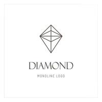 linha arte diamante logotipo vector design. emblema de diamante monoline abstrato, conceito de design. modelo de vetor de ícone de logotipo de diamante de geometria
