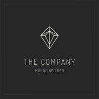 linha arte diamante logotipo vector design. emblema de diamante monoline abstrato, conceito de design. modelo de vetor de ícone de logotipo de diamante de geometria