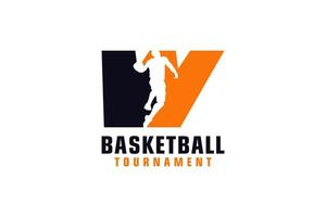 letra w com design de logotipo de basquete. elementos de modelo de design vetorial para equipe esportiva ou identidade corporativa. vetor