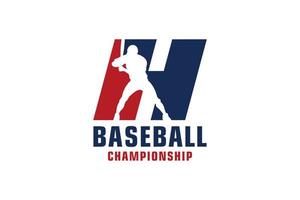 letra h com design de logotipo de beisebol. elementos de modelo de design vetorial para equipe esportiva ou identidade corporativa. vetor