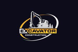 vetor de modelo de logotipo de escavadeira. vetor de logotipo de equipamento pesado para empresa de construção. ilustração de escavadeira criativa para modelo de logotipo.