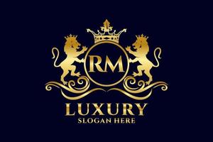 modelo de logotipo de luxo real de leão rm inicial em arte vetorial para projetos de marca luxuosos e outras ilustrações vetoriais. vetor