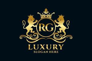 modelo de logotipo de luxo real de leão de carta rg inicial em arte vetorial para projetos de marca luxuosos e outras ilustrações vetoriais. vetor