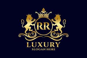 modelo de logotipo de luxo real de leão de letra rr inicial em arte vetorial para projetos de marca luxuosos e outras ilustrações vetoriais. vetor