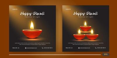 modelo de postagem de mídia social de celebração de diwali feliz vetor
