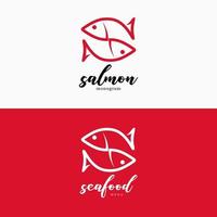 menu de restaurante de frutos do mar de peixe salmão. modelo de emblema de capital de monograma de alfabeto letra s vetor