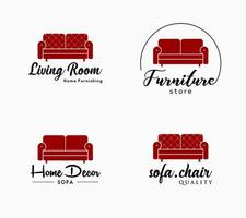 loja de móveis de sofá decoração de interiores para casa design de logotipo elegante de luxo vetor