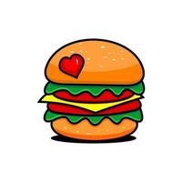 vetor de hambúrguer e amor