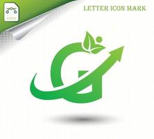 letra natural g com modelo de design de logotipo ecológico vetor
