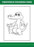 crocodilo para colorir. ilustração de crocodilo de desenho animado para livro de colorir vetor