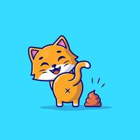 ilustração de ícone de vetor de cocô de gato bonito dos desenhos animados. natureza animal ícone conceito isolado vetor premium. estilo de desenho animado plano