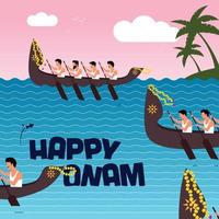 ilustração da corrida de barco-cobra no fundo de celebração da corrida de barco onam para o feliz festival de onam do sul da índia kerala vetor