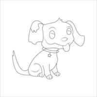 página para colorir de cachorro e design de contorno de animal para quem ama cachorro vetor