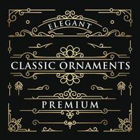 conjunto de elementos de ornamento clássico vintage vetor de ouro de modelo