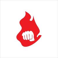 ilustração em vetor silhueta punho de fogo. sinal e símbolo de poder agressivo.