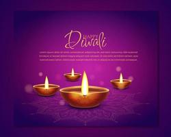 feliz fundo do festival diwali com lâmpadas de óleo para capa de mídia social, banner, cartão de felicitações. modelo de vetor