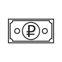 ícone de contorno de notas de símbolo de moeda da rússia. vetor