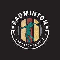 salto smash logotipo de silhueta de badminton vetor
