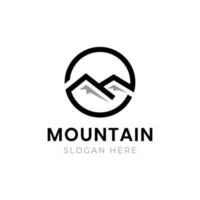 paisagem minimalista colinas elemento de logotipo picos de montanha rio riacho design de logotipo simples vetor
