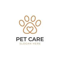 elemento de logotipo simples de cuidados com animais de estimação com pés de animais de amor para design de ícone de logotipo veterinário vetor