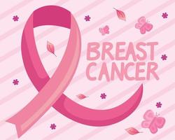 letras de câncer de mama com campanha de fita vetor