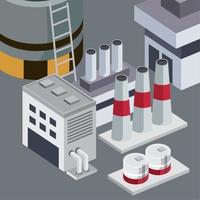 chaminés e tanque isométricos da fábrica vetor